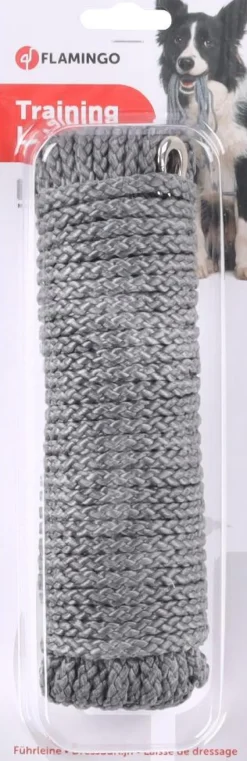 FLAMINGO Accessoire pour chien Longe pour dressage coloris gris en nylon - 15 m