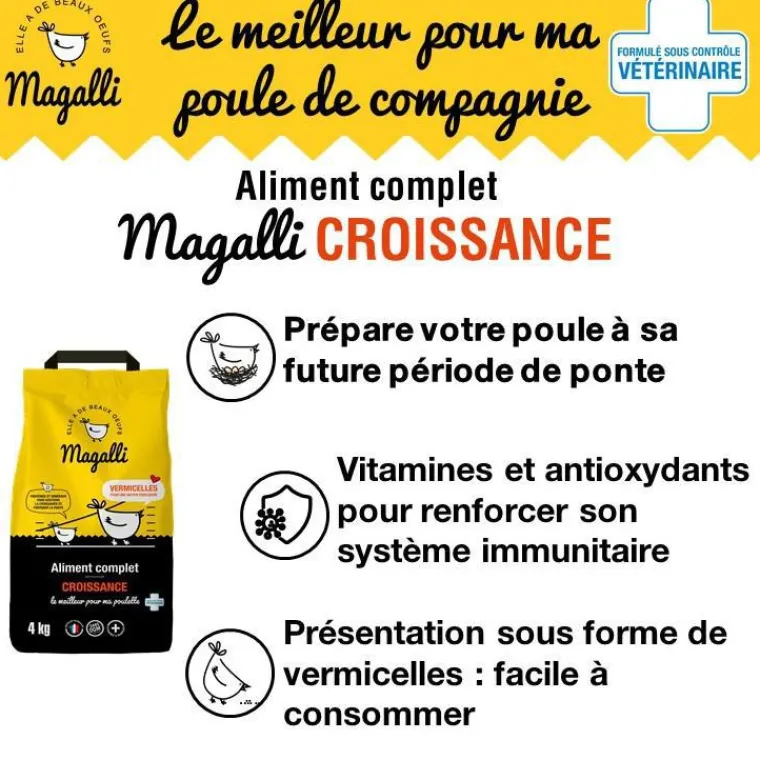 MAGALLI Aliment complet de croissance pour volaille en sac jaune de 4 kg