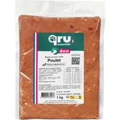 QRU Aliment cru pour chien repas poulet Essentiel congelé - 1 kg