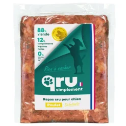 QRU Aliment cru pour chien repas haché poulet Simplement congelé - 450 g