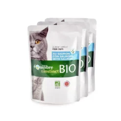 EQUILIBRE ET INSTINCT Aliment humide bio saumon légumes pour chat adulte en pochon de 100 g