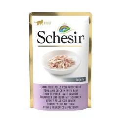 SCHESIR Aliment humide pour chat thon et poulet avec jambon sachet en gelée - 85 g