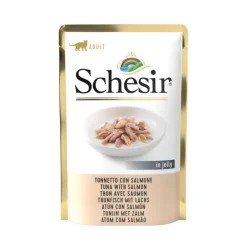 SCHESIR Aliment humide pour chat thon avec saumon sachet en gelée - 85 g