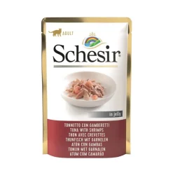 SCHESIR Aliment humide pour chat thon et crevettes sachet en gelée - 85 g