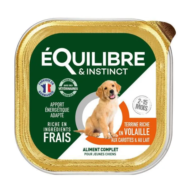 EQUILIBRE ET INSTINCT Aliment humide pour chiot en barquette de 150 g