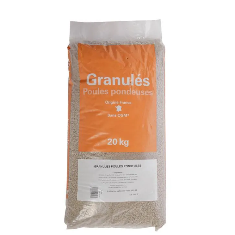 Aliment Pondeuse Volaille en granulés. Le sac de 20 kg
