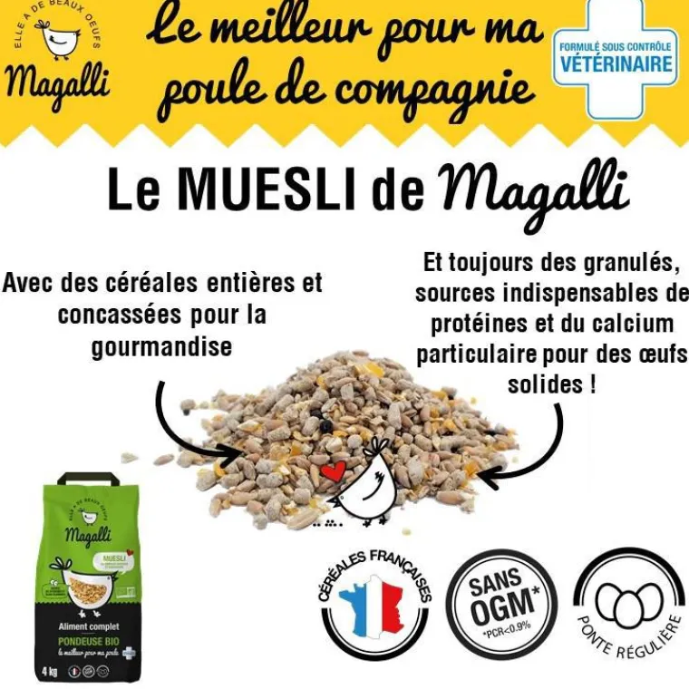 MAGALLI Aliment pour poule pondeuse bio en sac de granulés émiettés - 8 kg