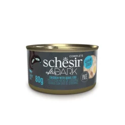 SCHESIR Alimentation humide pour chat pâtée poulet avec œuf de caille After Dark - boîte de 80 g