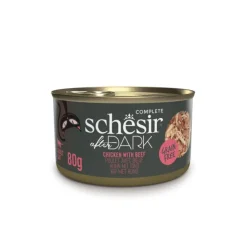 SCHESIR Alimentation humide pour chat filets en bouillon poulet avec bœuf After Dark - boîte de 80 g