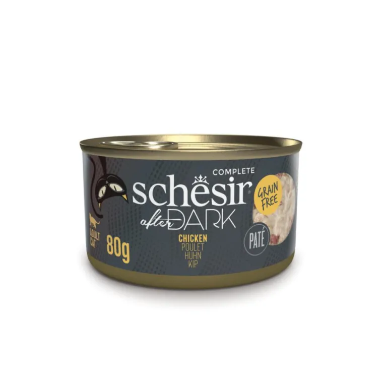 SCHESIR Alimentation humide pour chat pâtée poulet After Dark - boîte de 80 g