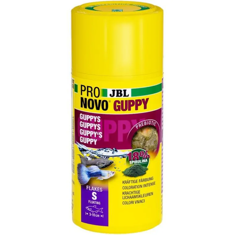 JBL Alimentation pour guppys et poissons ovovivipares Pronovo flocons – 100 ml