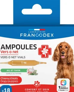 FRANCODEX Ampoules confort intestinal pour chien et chiot ail et thym Vers O Net - x 18 de 1 ml