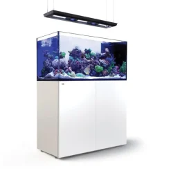 RED SEA Aquarium eau de mer avec un meuble coloris blanc Reefer™ Peninsula Deluxe P500 - 125 x 60 x 160 cm
