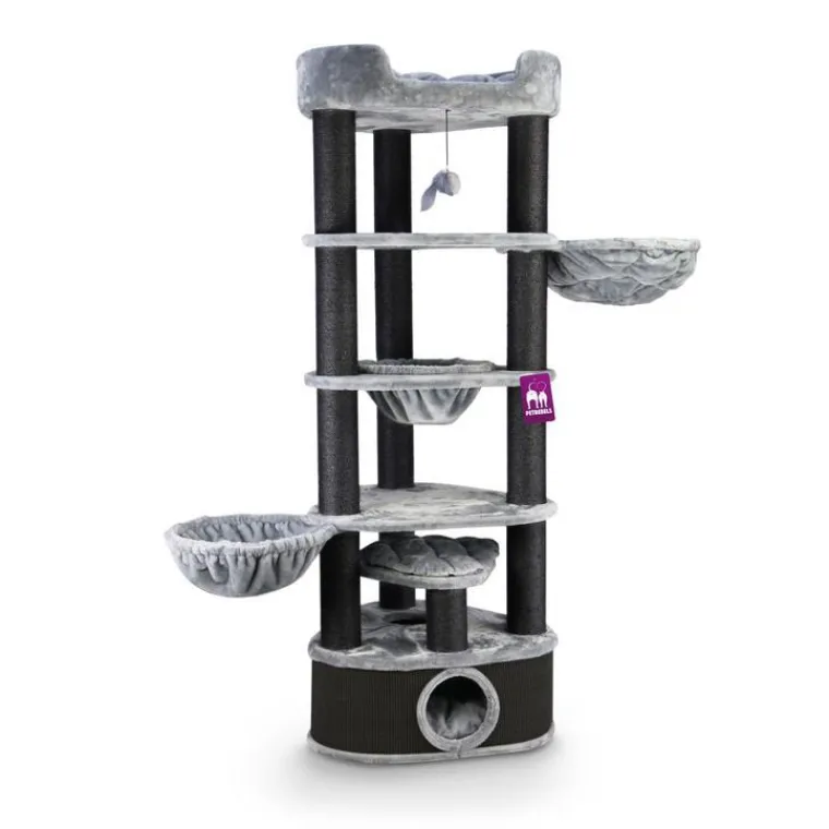 PETREBELS Arbre à chat avec panier et griffoir coloris beige Catharina - 200 cm