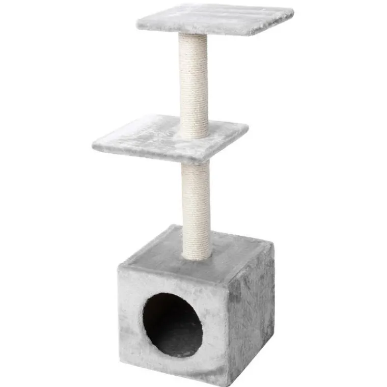 EBI Arbre à chat avec panier et griffoir coloris gris Palazzo - 90 cm