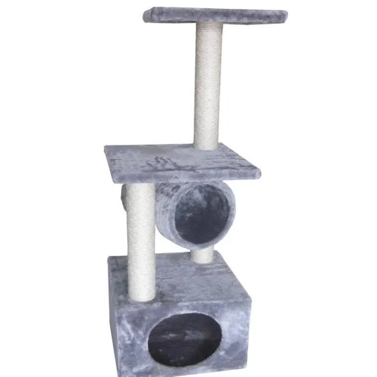 EUROPET Arbre à chat avec panier et griffoir coloris gris Rodo - 110 cm
