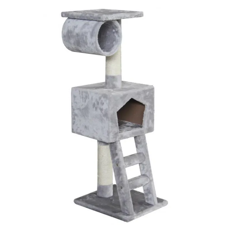 EBI Arbre à chat avec panier et griffoir coloris gris Abigail -109 cm