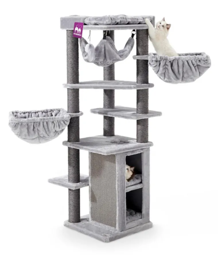 PETREBELS Arbre à chat coloris gris Ramses 158 - 50 x 50 x 158 cm