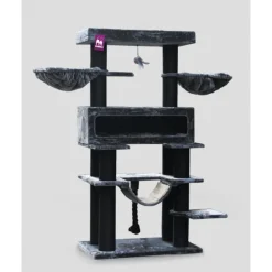 PETREBELS Arbre à chat coloris noir Lookout 198 - 100 x 60 x 198 cm