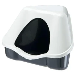 FERPLAST Bac à litière pour cochons d'inde et petits lapins coloris noir Nora – 29 x 28 x 22 cm