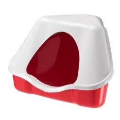 FERPLAST Bac à litière pour lapin nain coloris rouge Nora – 41 x 41 x 33 cm