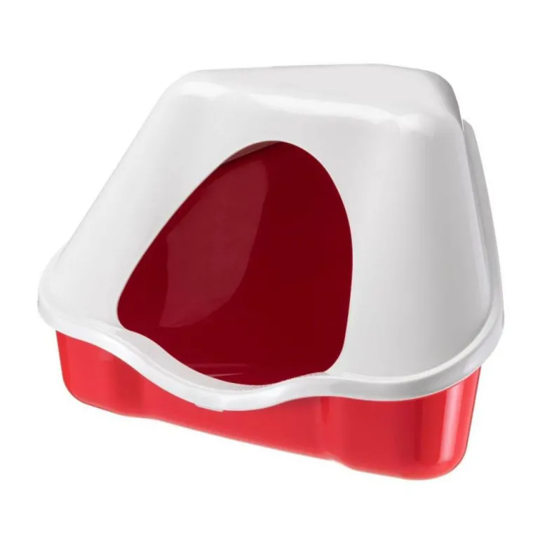 FERPLAST Bac à litière pour lapin nain coloris rouge Nora – 41 x 41 x 33 cm