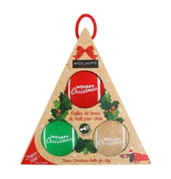 WOUAPY Balles de tennis de Noël pour chien avec squeaker coloris multicolore - coffret de 3 jouets