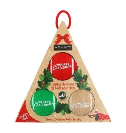 WOUAPY Balles de tennis de Noël pour chien avec squeaker coloris multicolore - coffret de 3 jouets