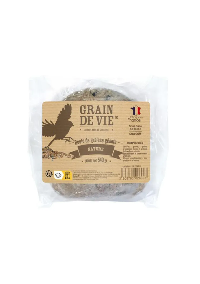 GRAIN DE VIE Boule de graisse géante nature sans filet - 540 g