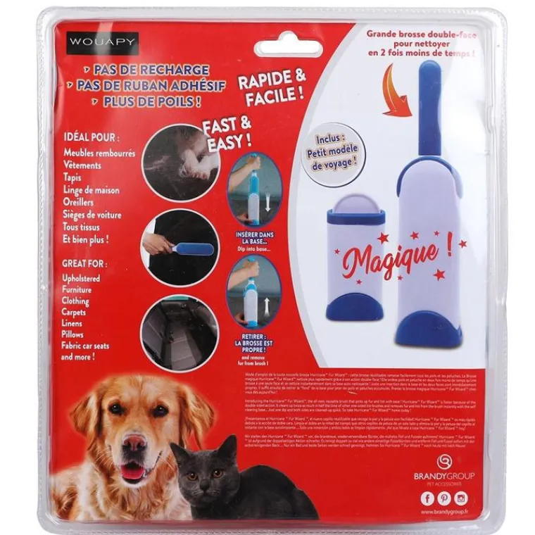 BRANDY Brosse anti-poils magique coloris bleu Wouapy
