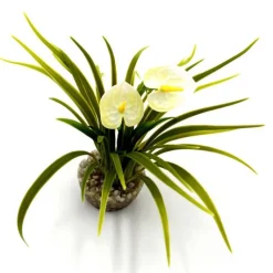 LABEO Buisson de fleurs blanches en plastique 8 x 8 cm