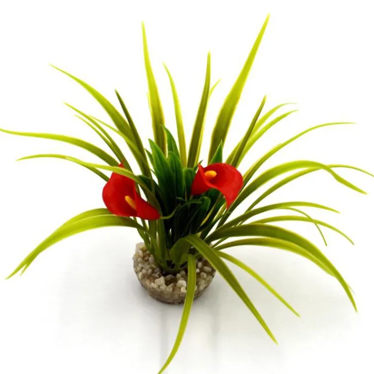 LABEO Buisson de fleurs rouges en plastique 8 x 8 cm