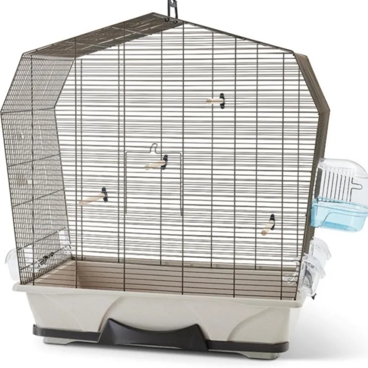 SAVIC Cage à oiseaux exotiques et canaris coloris marron Mary 50 avec fils cuivrés – 71,5 x 38,5 x 73,5 cm
