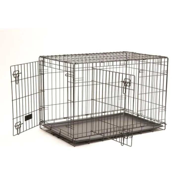 NEW CONCEPT INT Cage d'éduaction noire pour chien et chiot avec 2 portes - 106 x 71 x 76 cm