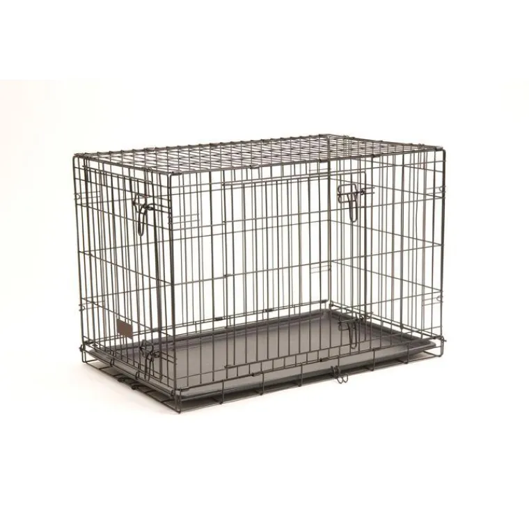 NEW CONCEPT INT Cage d'éduaction noire pour chien et chiot avec 2 portes - 106 x 71 x 76 cm
