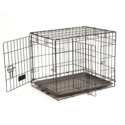 NEW CONCEPT INT Cage d'éducation noire pour chien et chiot avec 2 portes - 61 x 45 x 48 cm