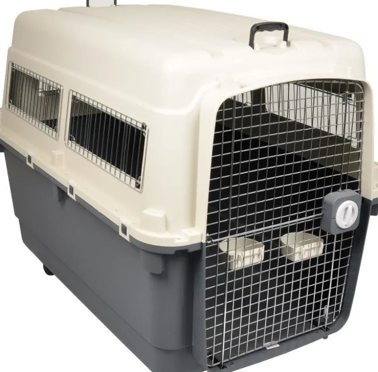 FLAMINGO Cage de voyage nomade pour animal jusqu'à 65 kg coloris gris - Taille XXL