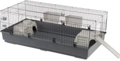 FERPLAST Cage pour lapin avec rampe extérieure coloris gris - 140 x 71 x 51 cm