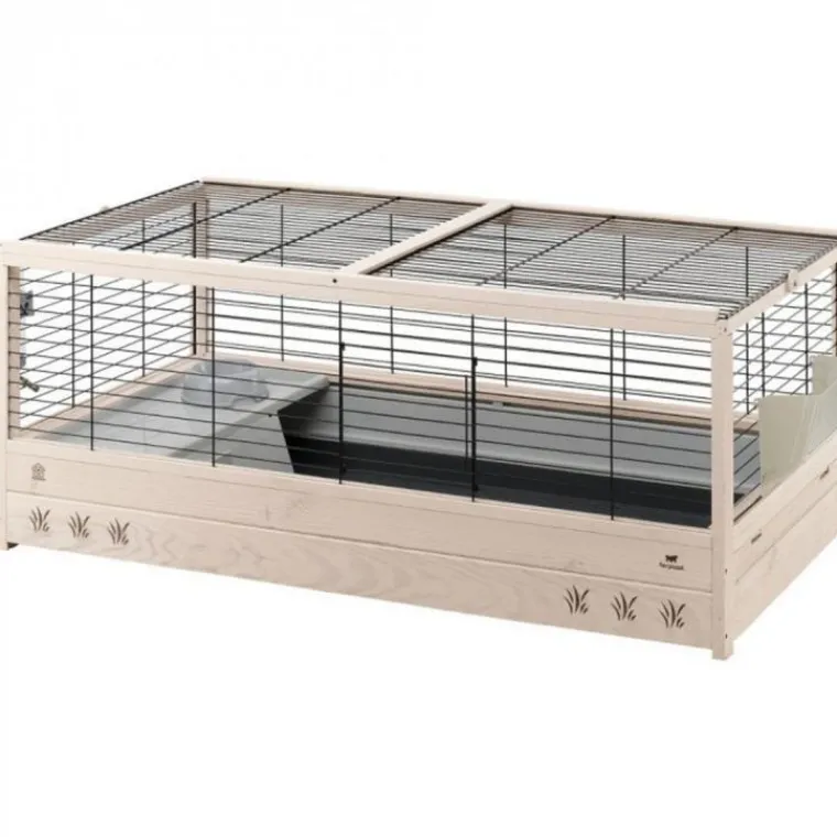 FERPLAST Cage pour lapin en bois coloris blanc Arena 120 - 125 x 64,5 x 51 cm