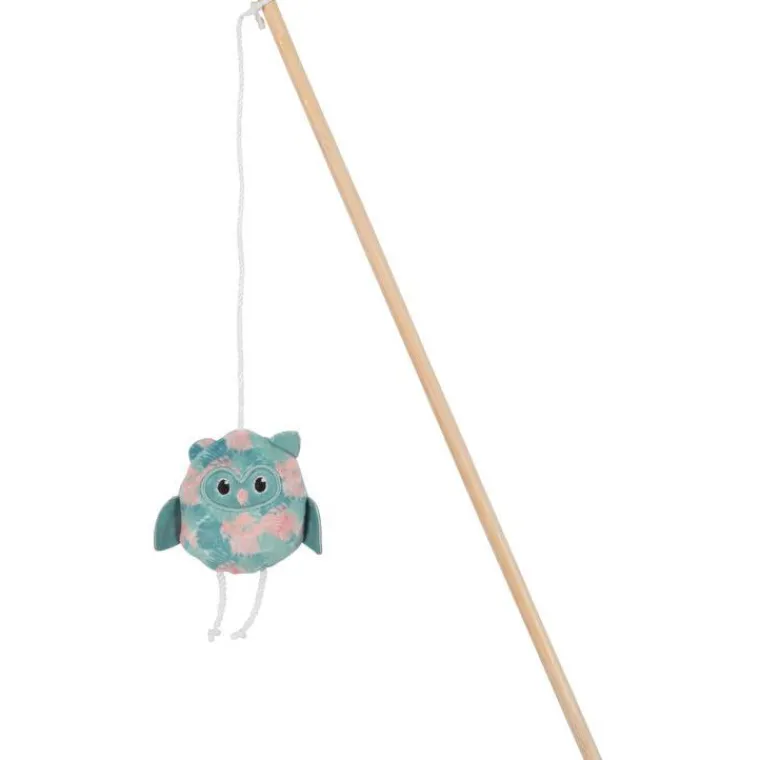 ZOLUX Canne à pêche pour chat coloris bleu feuille hibou Ethi'cat - 10 x 2,5 x 40 cm