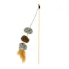 DUVOPLUS Canne à pêche pour chat coloris multicolore pompon - 20 x 5 cm
