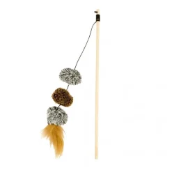 DUVOPLUS Canne à pêche pour chat coloris multicolore pompon - 20 x 5 cm