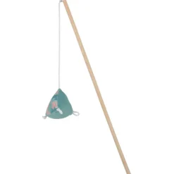 ZOLUX Canne à pêche pour chat coloris bleu feuille pyramide Ethi'cat - 7 x 4,5 x 40 cm