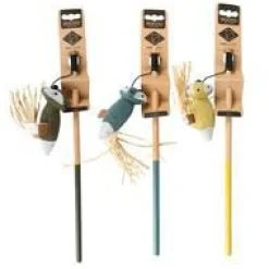 D&D Canne à pêche pour chat coloris multicolore animal avec queue en paille Home Rocco - 35 x 5 x 4 cm