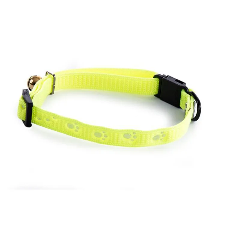 MARTIN SELLIER Collier Argent pour chat jaune motif pattes