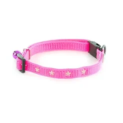 MARTIN SELLIER Collier Argent pour chat rose motif étoiles