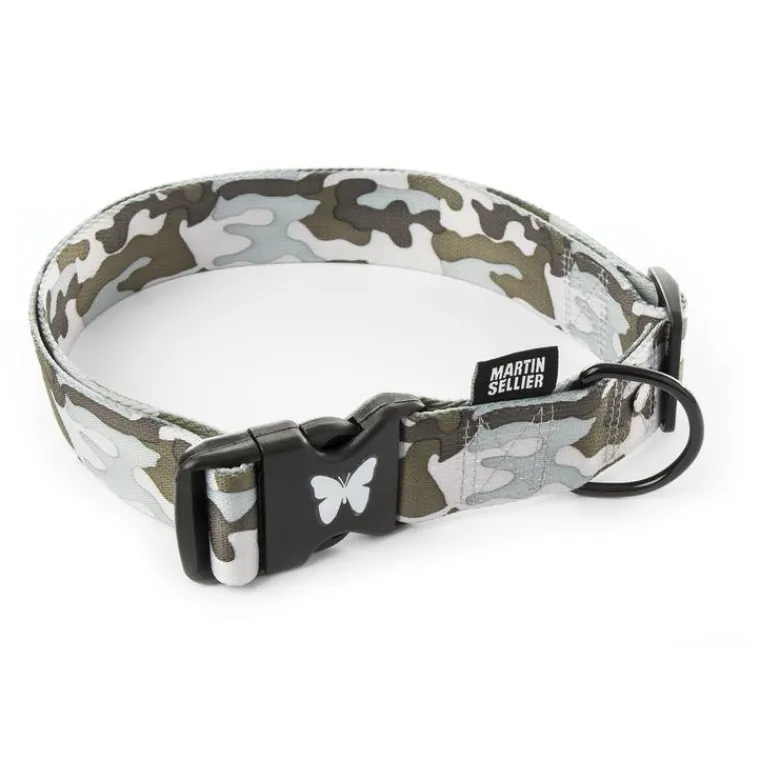 MARTIN SELLIER Collier Camouflage gris pour chien - 4x75/90 cm