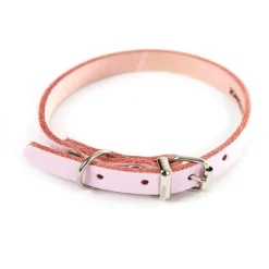 MARTIN SELLIER Collier cuir rose 10 mm x 31 cm