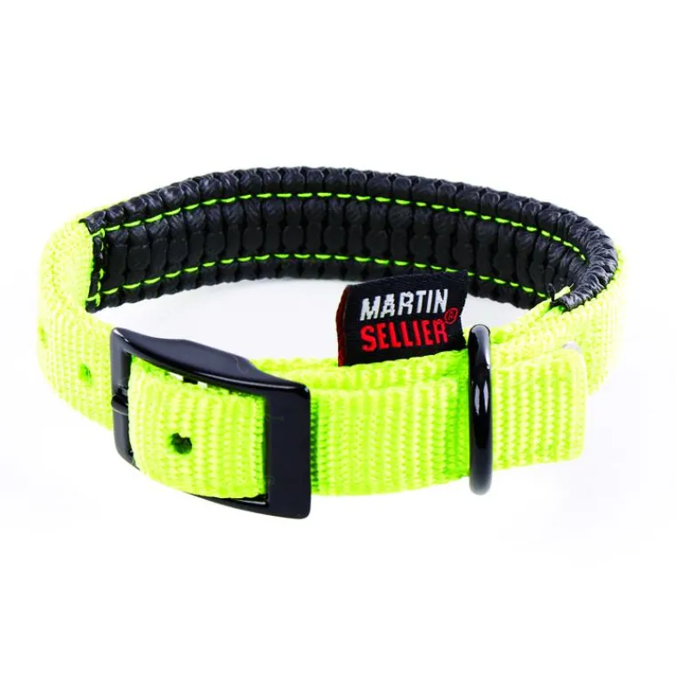 MARTIN SELLIER Collier droit Confort pour chien coloris vert citron - 16x35 cm