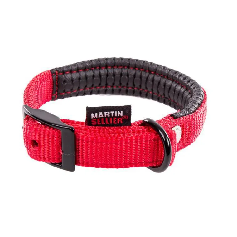 MARTIN SELLIER Collier droit Confort pour chien coloris rouge - 1,6x35 cm